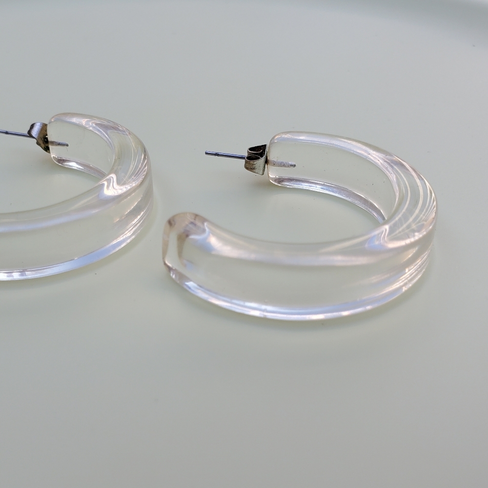 Vintage Minimalist Clear Hoops